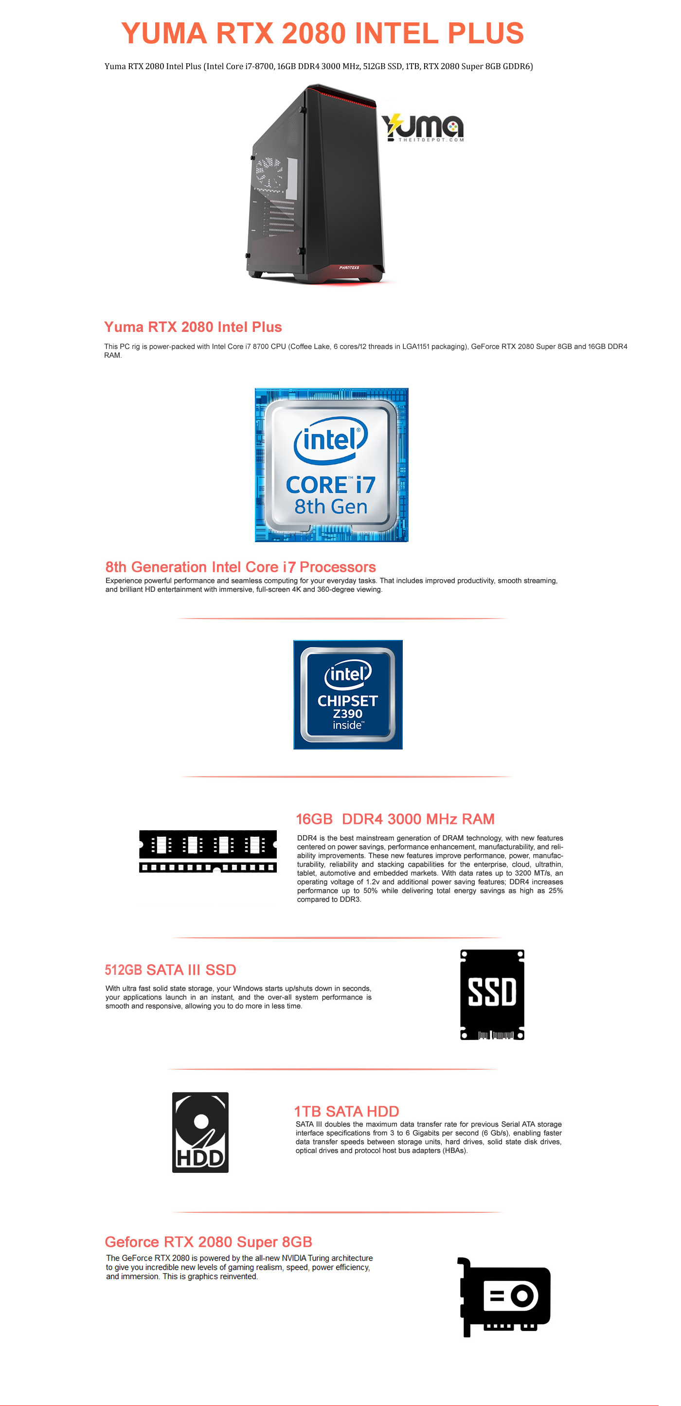  Buy Online Yuma RTX 2080 Intel Plus (Core i7-8700, 16GB, 512GB SSD, 1TB, RTX 2080 Super 8GB)