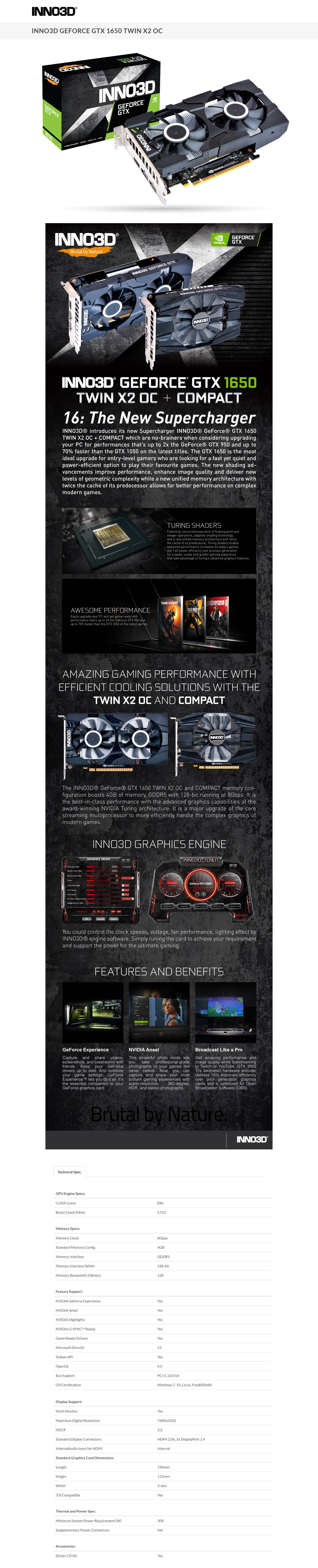 Buy Online Inno3D Geforce GTX 1650 TWIN X2 OC 4GB GDDR5