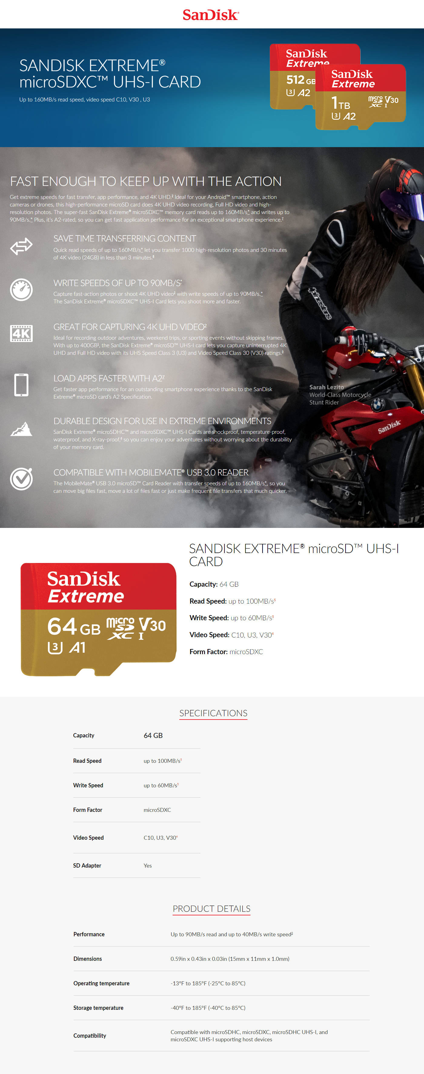 Buy Online SanDisk Extreme microSDXC UHS-I Card (SDSQXA2-064G-GN6MA)