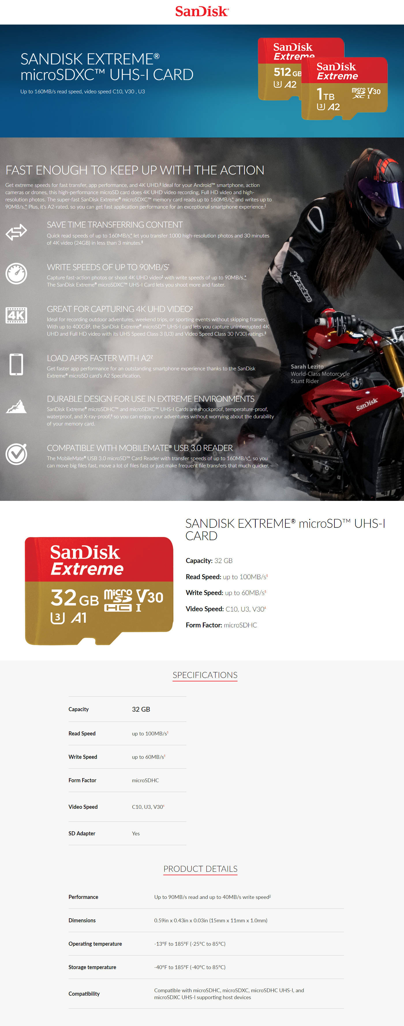 Buy Online SanDisk Extreme microSDXC UHS-I Card (SDSQXAF-032G-GN6MA)
