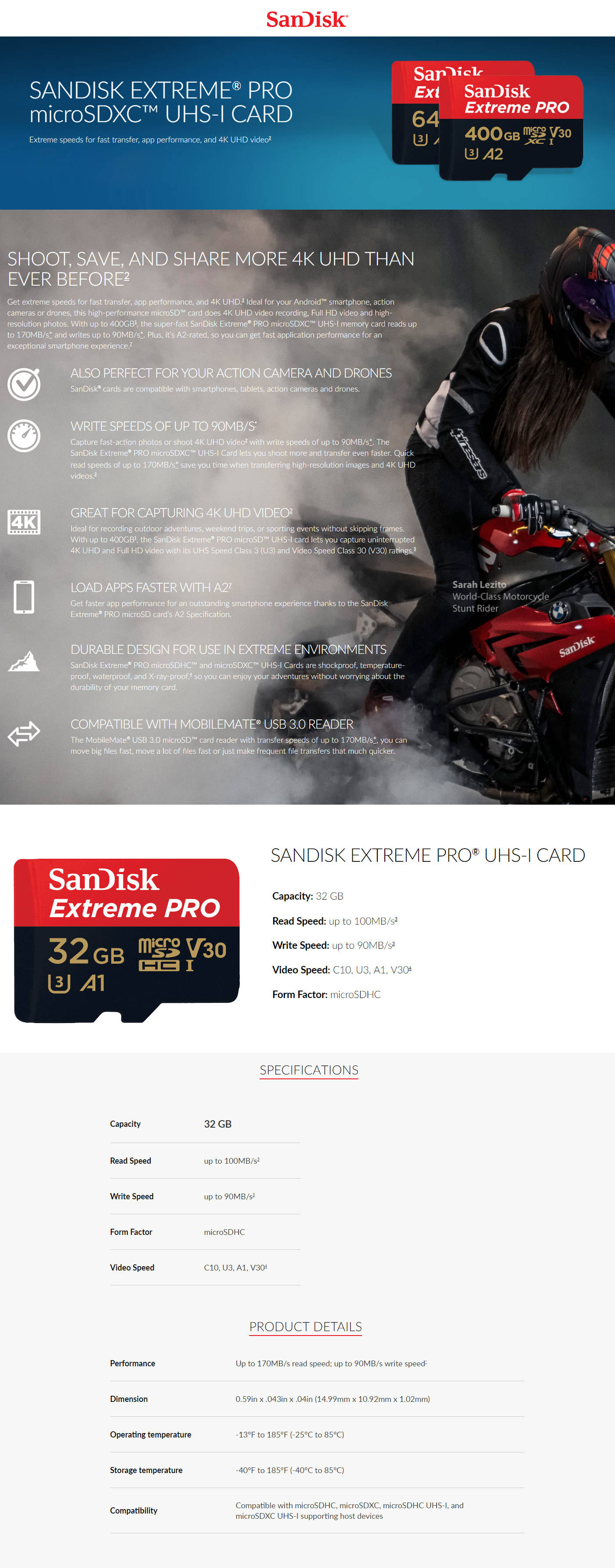 Buy Online SanDisk Extreme PRO 32GB microSDXC UHS-I Card (SDSQXCG-032G-GN6MA)