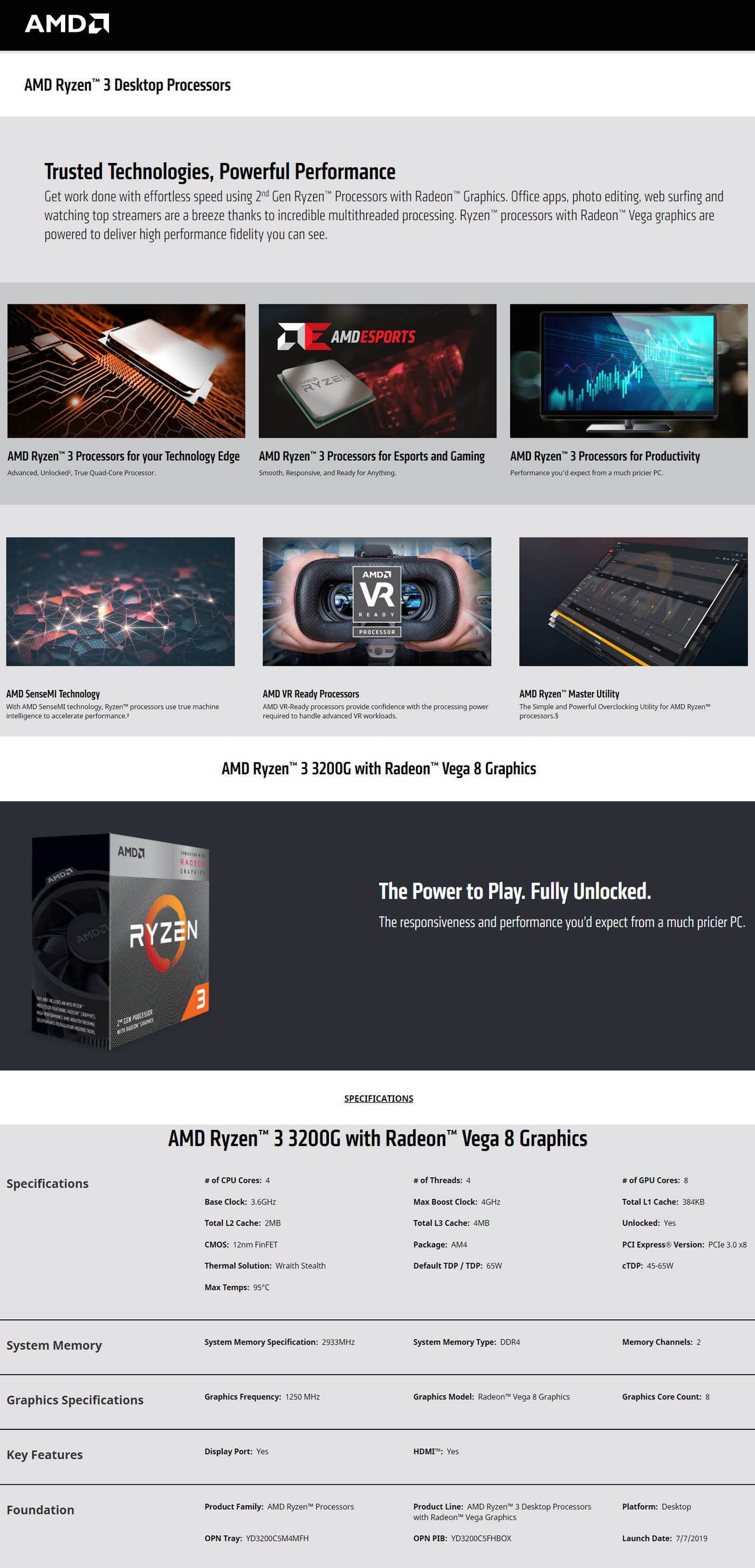 Buy Online AMD Ryzen 3 3200G with Radeon Vega 8 Graphics