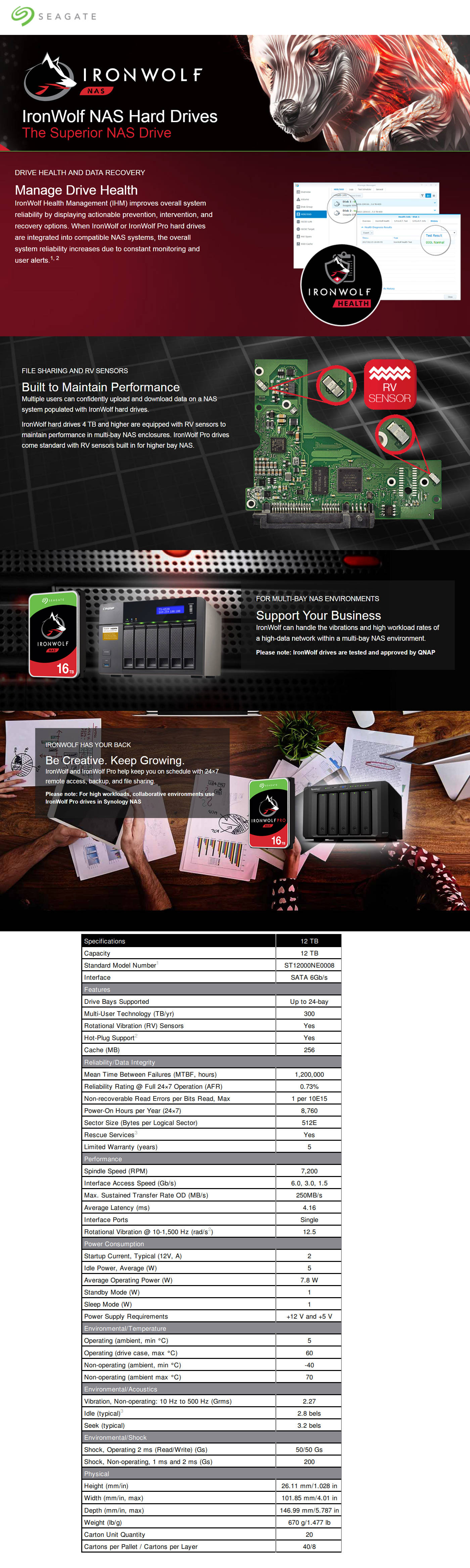 Buy Online Seagate IronWolf Pro 12TB SATA NAS Hard Drive (ST12000NE0008)