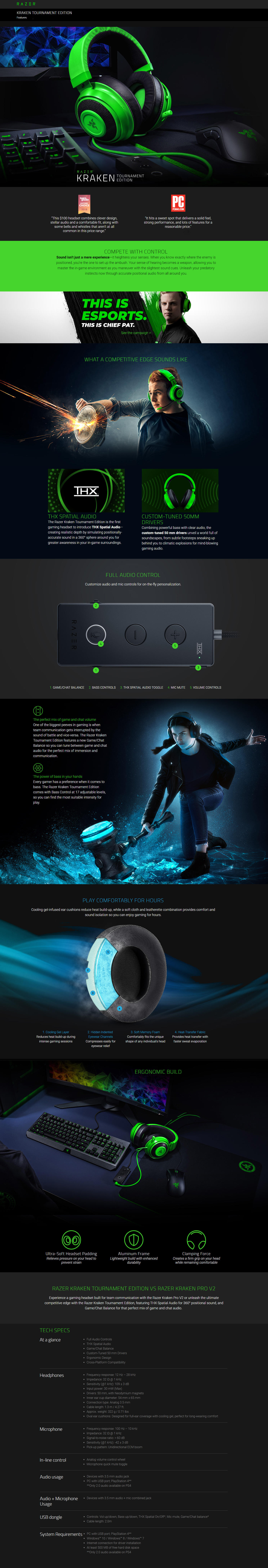 Buy Online Razer Kraken Tournament Edition - Wired Gaming Headset with USB Audio Controller - Green (RZ04-02051100-R3M1)