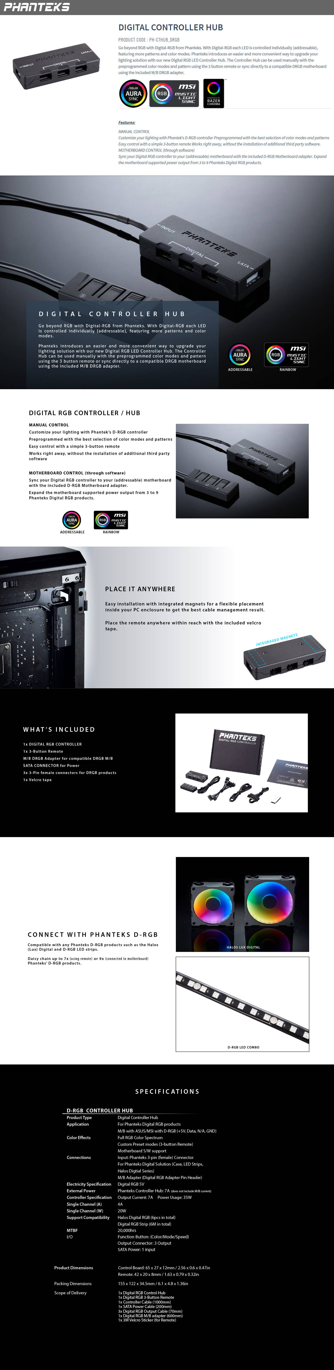 Buy Online Phanteks Digital Controller HUB (PH-CTHUB-DRGB)