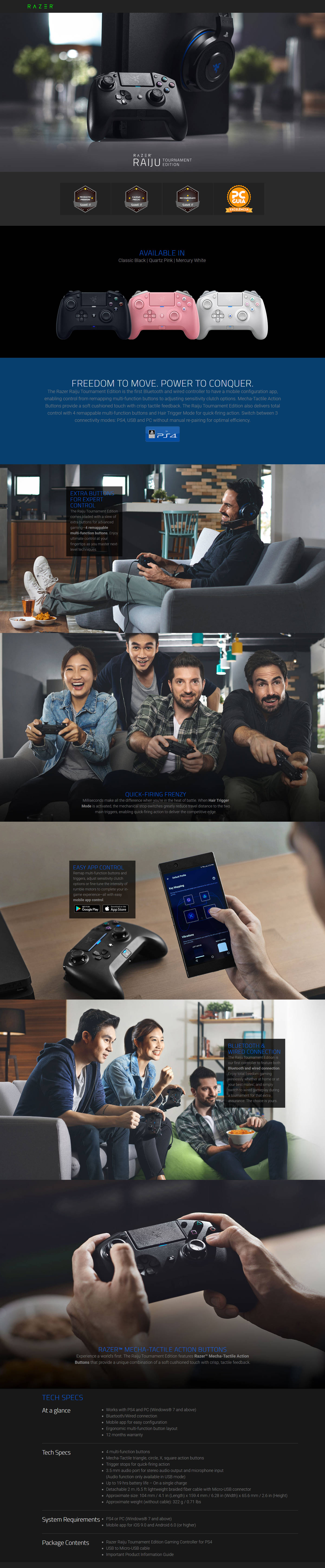 Buy Online Razer Raiju Tournament Edition Gaming Controller for PS4 (RZ06-02610400-R3G1)