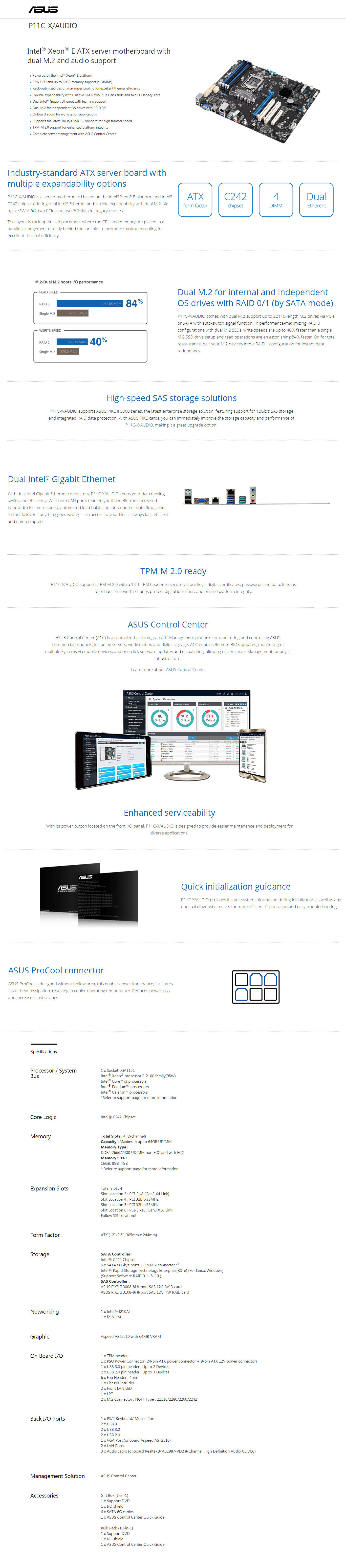Buy Online Asus P11C-X-AUDIO Intel Server Motherboard