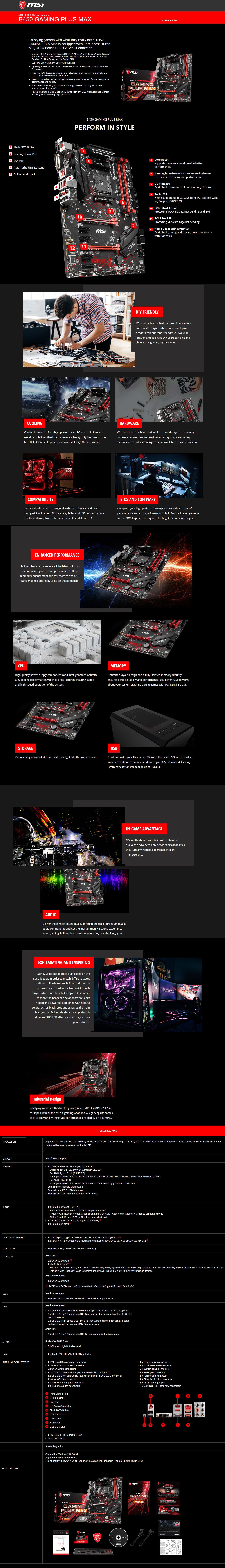 Buy Online MSI B450 GAMING PLUS MAX AMD Motherboard