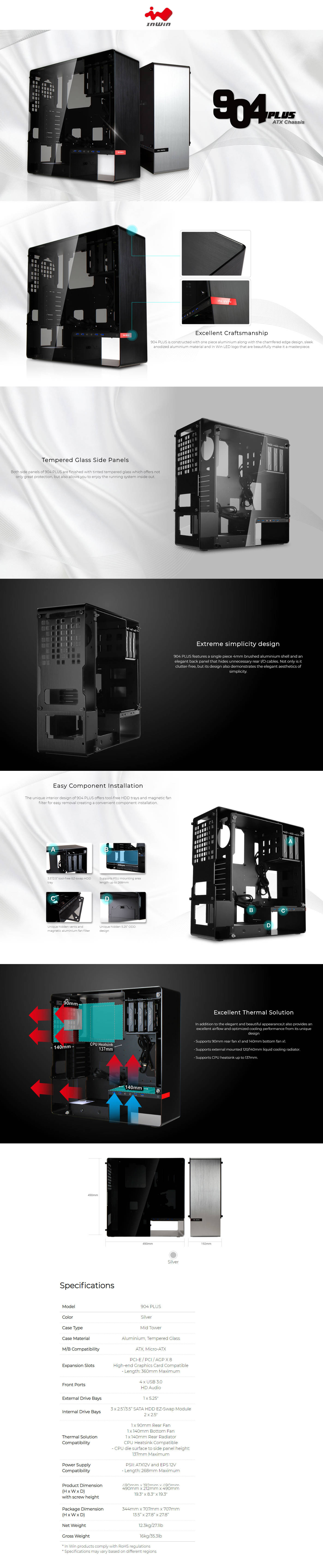 Buy Online InWin 904 Plus Mid Tower Chassis - Silver
