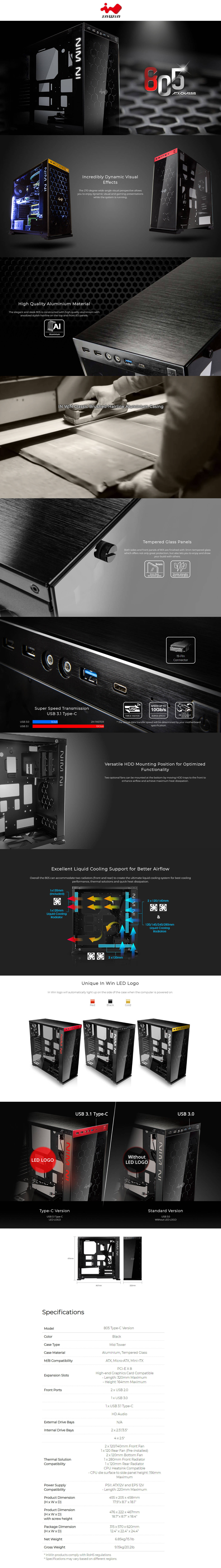 Buy Online InWin 805 Type C Mid Tower Chassis - Black