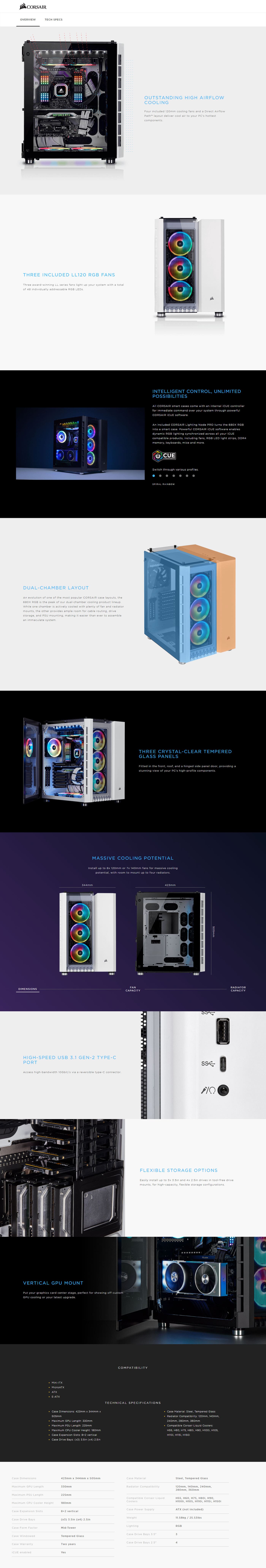 Buy Online Corsair Crystal Series 680X RGB ATX High Airflow Tempered Glass Smart Case - White (CC-9011169-WW)