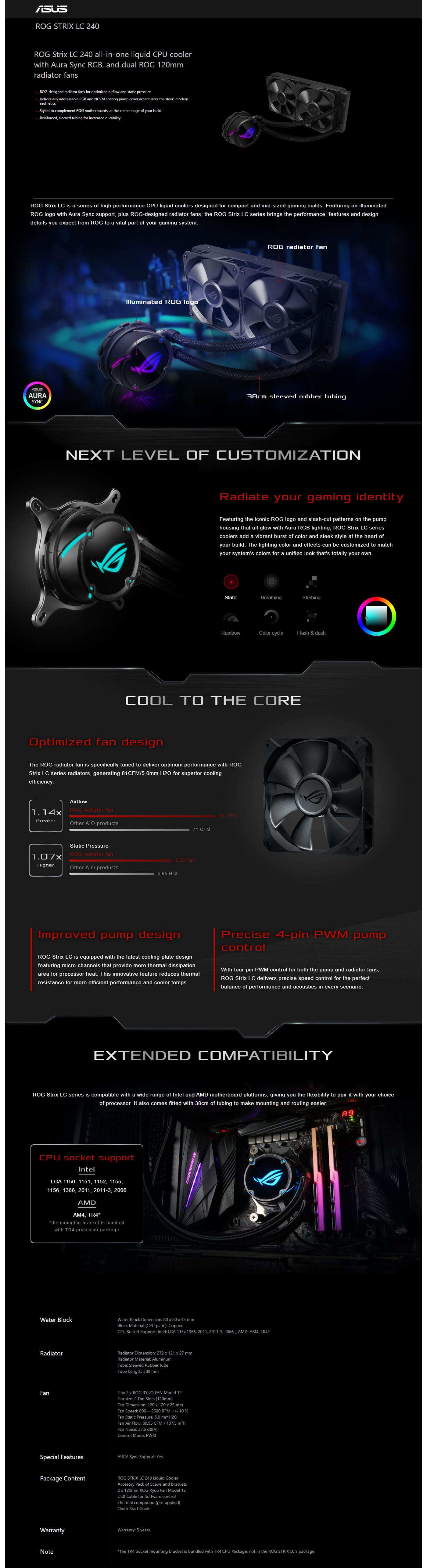 Buy Online Asus ROG Strix LC 240 All-in-One Liquid CPU Cooler