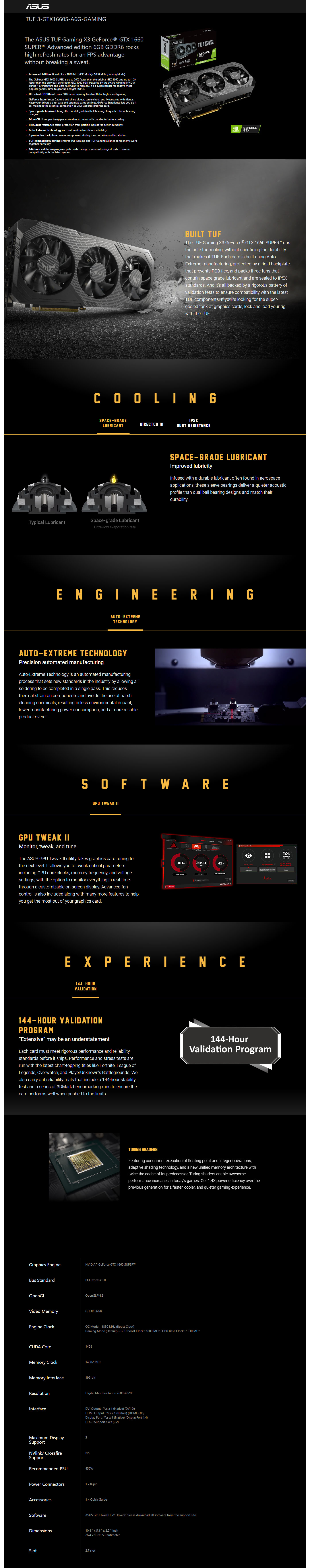 Buy Online Asus TUF Gaming X3 GeForce GTX 1660 Super Advanced Edition 6GB GDDR6 (TUF 3-GTX1660S-A6G-GAMING)