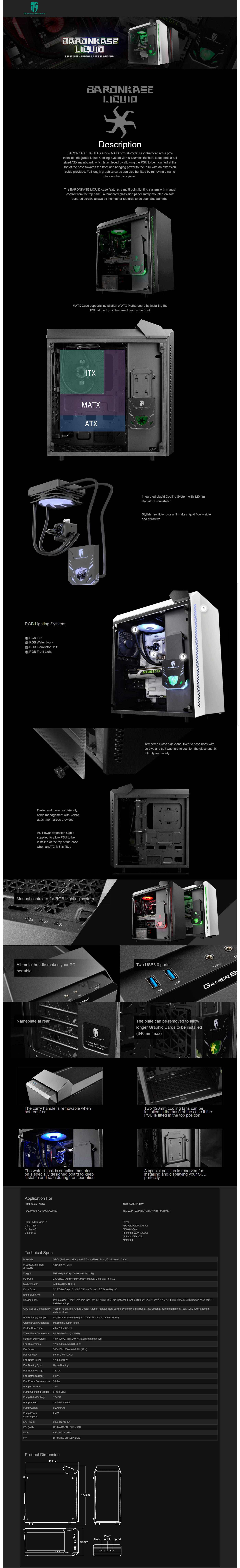 Buy Online Deepcool BARONKASE LIQUID Case with 120MM Liquid Cooling - Black
