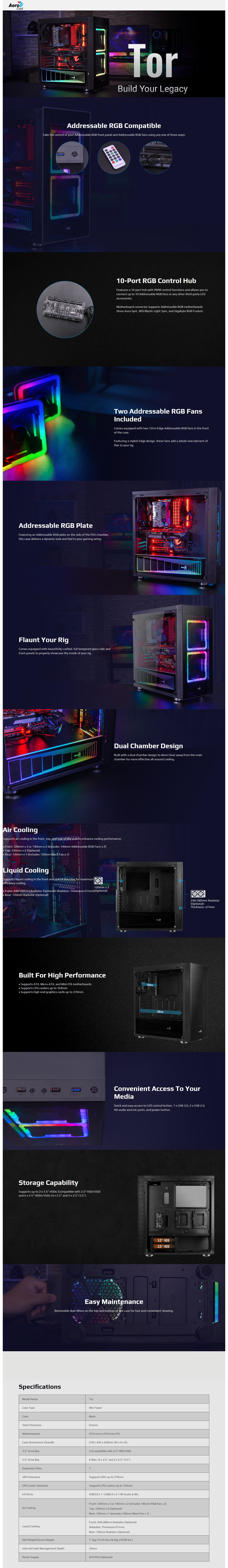 Buy Online AeroCool Tor Tempered Glass RGB Mid Tower