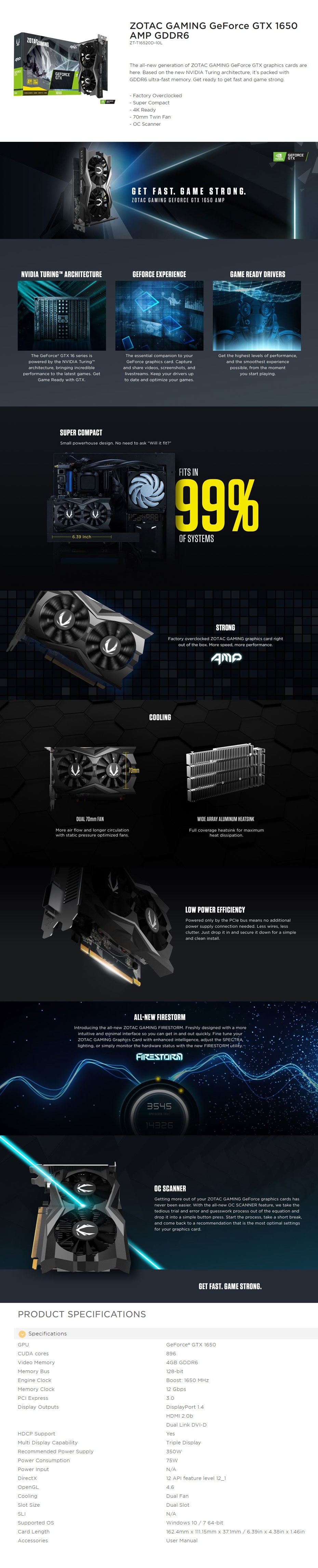 Buy Online Zotac Gaming GeForce GTX 1650 AMP GDDR6 (ZT-T16520D-10L)