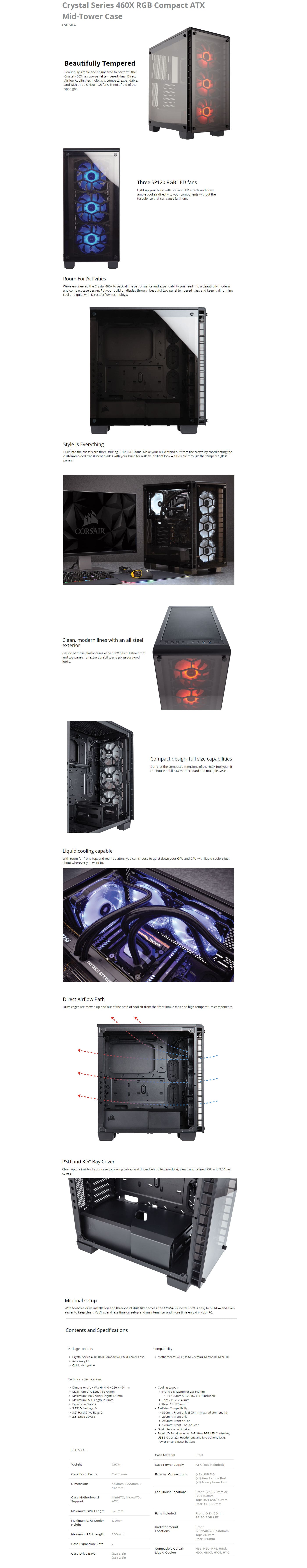 Corsair Crystal Series 460X RGB Compact ATX Mid-Tower Case features