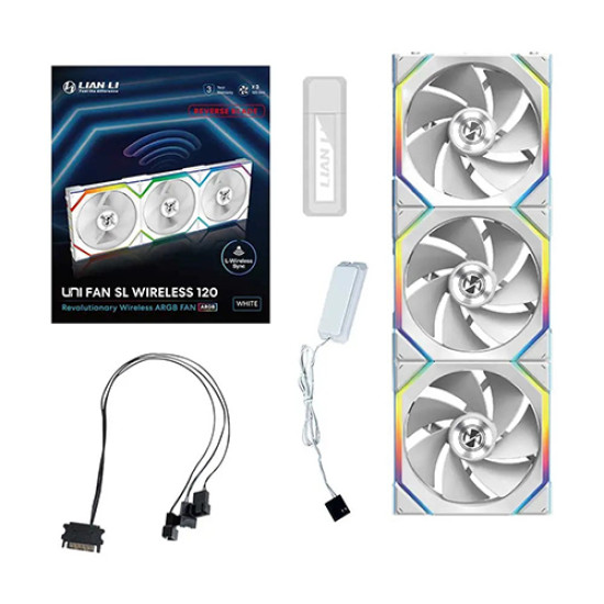 Lian Li UNI Fan SL Wireless 120mm Reverse Blade White Triple Pack (G99.12RSL1W3W.IN) Lian Li UNI Fan SL Wireless 120mm Reverse Blade White Triple Pack (G99.12RSL1W3W.IN)