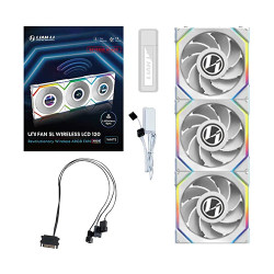 Lian Li UNI Fan SL Wireless LCD 120mm Reverse Blade ARGB White Triple Pack (G99.12RSLLCD1W3W.IN) Lian Li UNI Fan SL Wireless LCD 120mm Reverse Blade ARGB White Triple Pack (G99.12RSLLCD1W3W.IN)