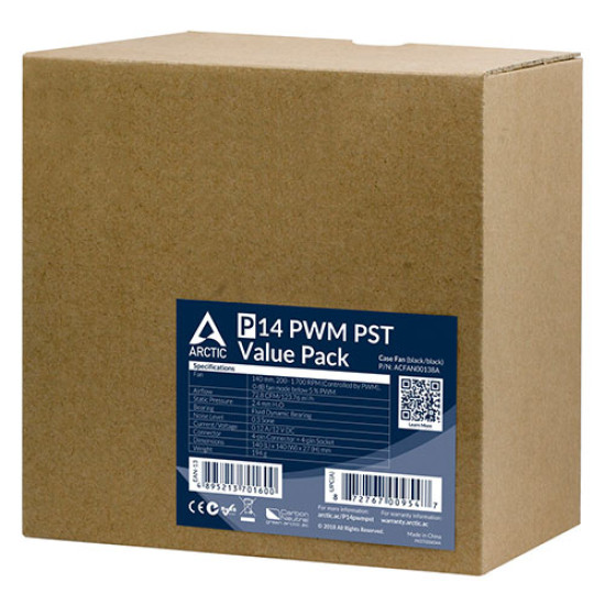 Arctic P14 PWM PST 140 mm PWM Fan 5 Pack Black (ACFAN00138A) Arctic P14 PWM PST 140 mm PWM Fan 5 Pack Black (ACFAN00138A)
