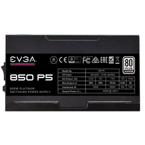 EVGA 850 P5 80 Plus Platinum 850W Fully Modular PSU (220-P5-0850-X1) EVGA 850 P5 80 Plus Platinum 850W Fully Modular PSU (220-P5-0850-X1)