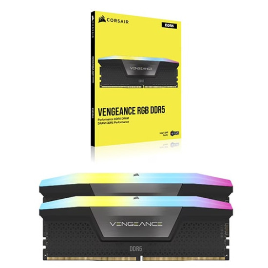 Corsair VENGEANCE RGB 96GB (2x48GB) DDR5 DRAM 6000MHz CL30 Memory Kit Black Corsair VENGEANCE RGB 96GB (2x48GB) DDR5 DRAM 6000MHz CL30 Memory Kit Black
