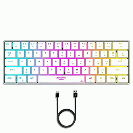 Ant Esports MK1500 BT Retro Wireless RGB Membrane Gaming Keyboard - White Ant Esports MK1500 BT Retro Wireless RGB Membrane Gaming Keyboard - White