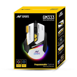 Ant Esports GM333 Wired Optical Gaming Mouse (Black-White-Yellow)