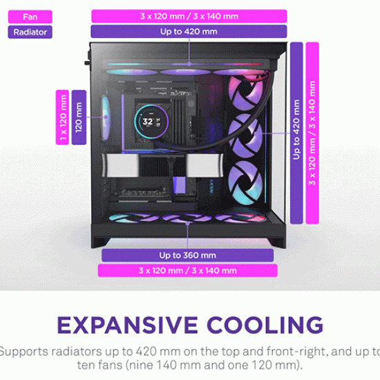 NZXT H9 Flow RGB+ Dual-Chamber Mid-Tower ATX Case Black (CM-H92FB-P1) NZXT H9 Flow RGB+ Dual-Chamber Mid-Tower ATX Case Black (CM-H92FB-P1)