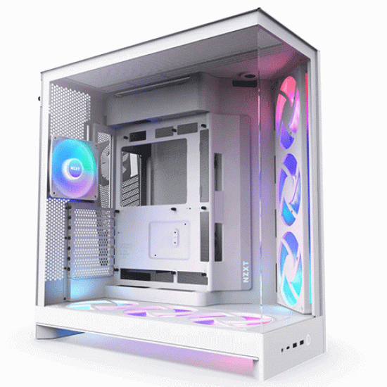 NZXT H9 Flow RGB+ Dual-Chamber Mid-Tower ATX Case White (CM-H92FW-P1)