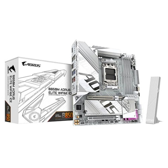 Gigabyte B850M AORUS ELITE WIFI6E ICE DDR5 AMD Motherboard Gigabyte B850M AORUS ELITE WIFI6E ICE DDR5 AMD Motherboard