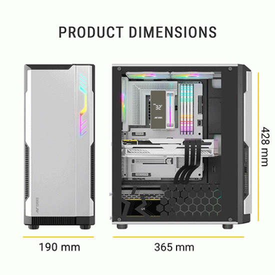 Ant Esports Eclipse Mid Tower White-Grey Cabinet Ant Esports Eclipse Mid Tower White-Grey Cabinet