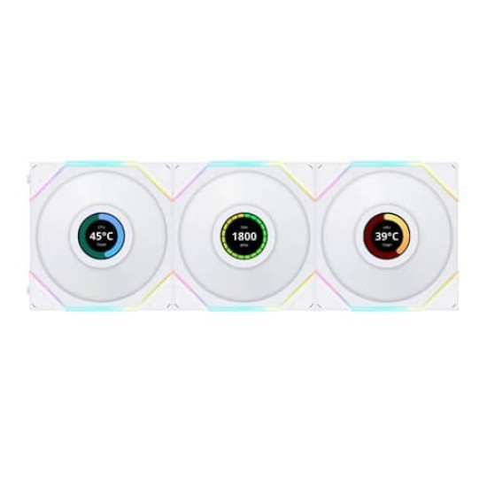 Lian Li UNI Fan TL LCD 120 Reverse Blade White Cabinet Fan Triple Pack (G99.12RTLLCD3W.IN) Lian Li UNI Fan TL LCD 120 Reverse Blade White Cabinet Fan Triple Pack (G99.12RTLLCD3W.IN)