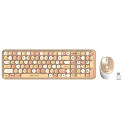 Ant Esports WKM44 Wireless Retro Keyboard and Mouse Combo Brown 