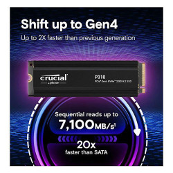 Crucial P310 1TB PCIe Gen4 NVMe 2280 M.2 SSD with heatsink (CT1000P310SSD5)