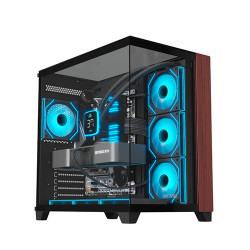 Ant Esports Crystal Wood ATX Computer Case Black Ant Esports Crystal Wood ATX Computer Case Black