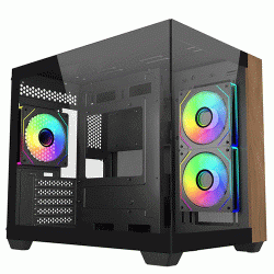 Cooler Master Elite 481 Wood ARGB M-ATX Mini Tower Black Case