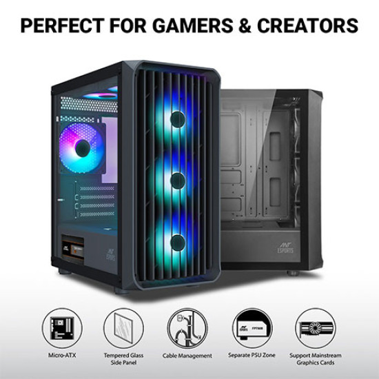 Ant Esports 205 Mini 6F Mid-Tower Computer Case Black Ant Esports 205 Mini 6F Mid-Tower Computer Case Black