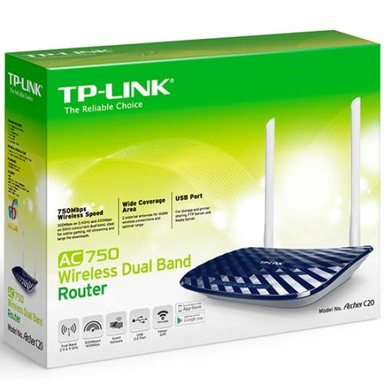TP-Link Archer C20 AC750 Wireless Dual Band Router TP-Link Archer C20 AC750 Wireless Dual Band Router