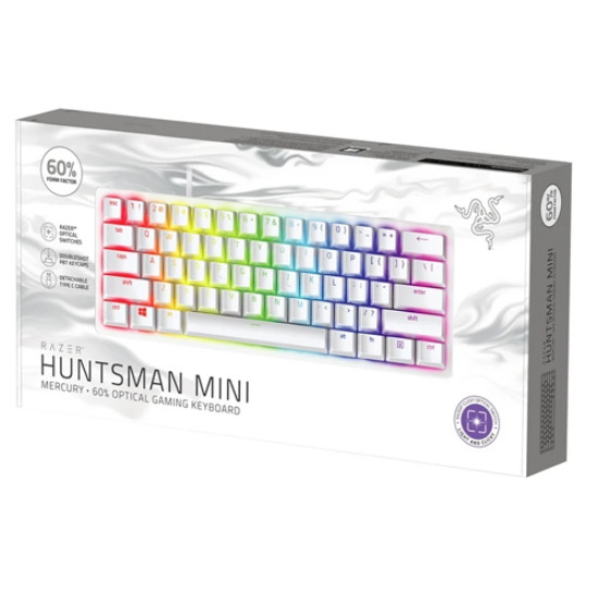 Razer Huntsman Mini Optical Gaming Keyboard - Clicky Purple Switch - Mercury Edition (RZ03-03390300-R3M1) Razer Huntsman Mini Optical Gaming Keyboard - Clicky Purple Switch - Mercury Edition (RZ03-03390300-R3M1)