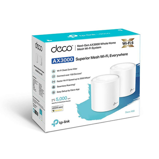 TP-Link Deco X60 2 Pack AX3000 Whole Home Mesh WiFi System TP-Link Deco X60 2 Pack AX3000 Whole Home Mesh WiFi System