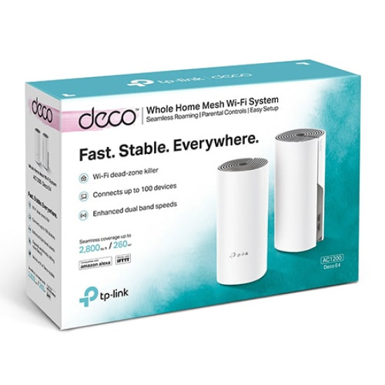 TP Link Deco E4 2 Pack AC1200 Whole Home Mesh Wi-Fi System TP Link Deco E4 2 Pack AC1200 Whole Home Mesh Wi-Fi System