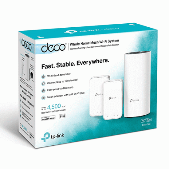 TP Link Deco M3 2 Pack AC1200 Whole Home Mesh Wi-Fi System TP Link Deco M3 2 Pack AC1200 Whole Home Mesh Wi-Fi System