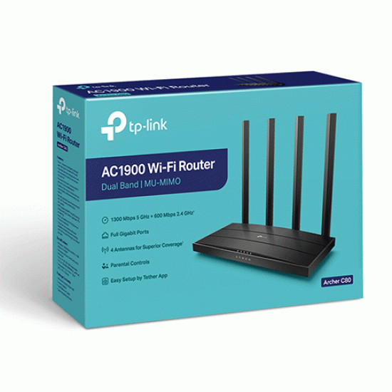 TP Link Archer C80 AC1900 Wireless MU-MIMO Wi-Fi Router TP Link Archer C80 AC1900 Wireless MU-MIMO Wi-Fi Router
