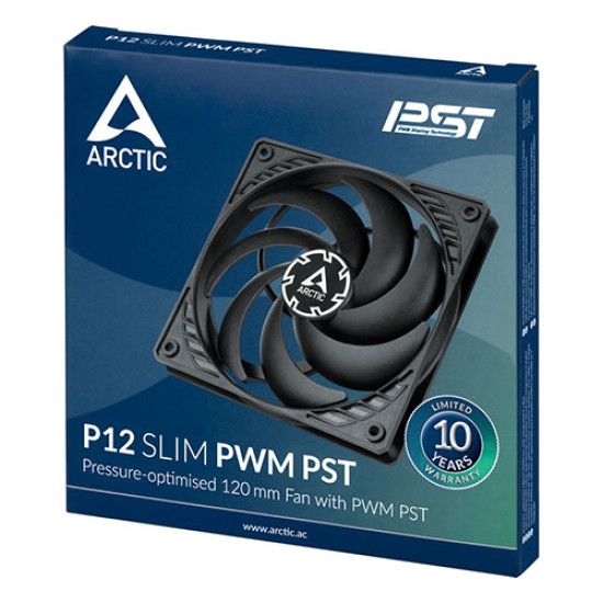 Arctic P12 Slim PWM PST Pressure-optimised 120 mm PWM Fan with integrated Y-cable (ACFAN00187A) Arctic P12 Slim PWM PST Pressure-optimised 120 mm PWM Fan with integrated Y-cable (ACFAN00187A)