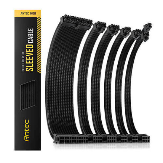 Antec Sleeved Extension Cable Kit - Black (PSUSCB30-101-B) Antec Sleeved Extension Cable Kit - Black (PSUSCB30-101-B)