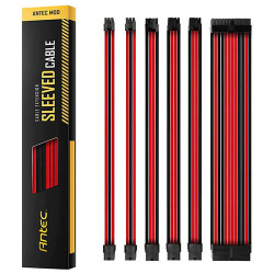 Antec Sleeved Extension Cable Kit - Red-Black (PSUSCB30-201-R-B) Antec Sleeved Extension Cable Kit - Red-Black (PSUSCB30-201-R-B)