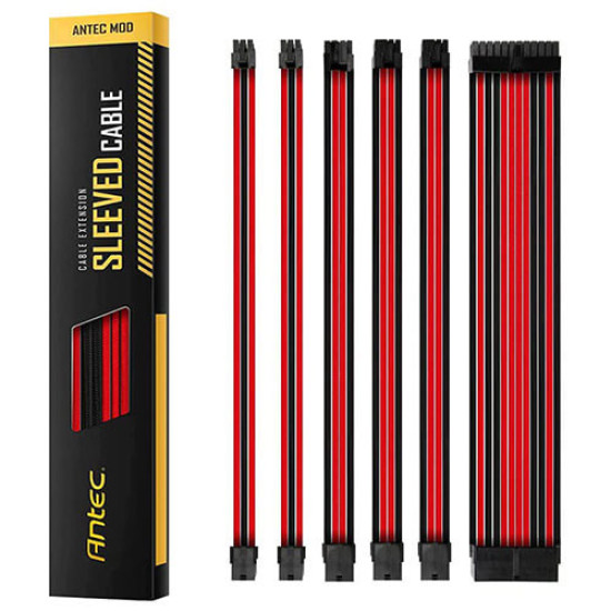 Antec Sleeved Extension Cable Kit - Red-Black (PSUSCB30-201-R-B)