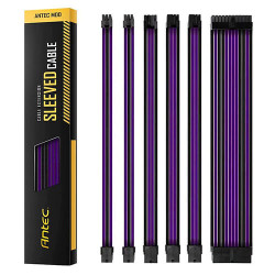 Antec Sleeved Extension Cable Kit - Purple-Black (PSUSCB30-205-P-B) Antec Sleeved Extension Cable Kit - Purple-Black (PSUSCB30-205-P-B)