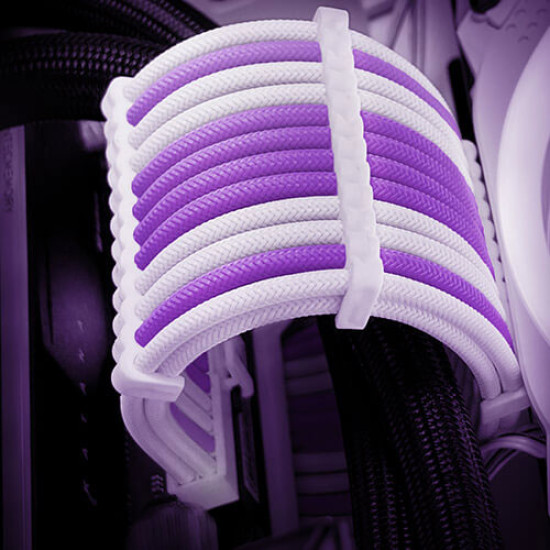 Antec Sleeved Extension Cable Kit - Purple-White (PSUSCW30-205-P-W) Antec Sleeved Extension Cable Kit - Purple-White (PSUSCW30-205-P-W)